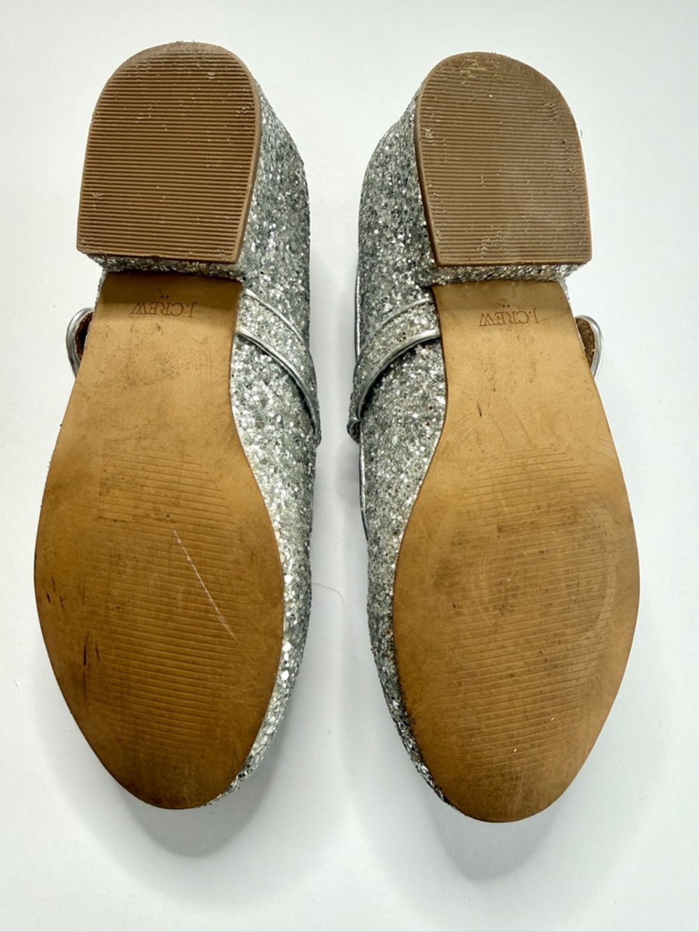 J CREW FACTORY Crewcuts Girls Silver Glitter Mary Jane Heeled Dress Shoes CB054 - Picture 7 of 8